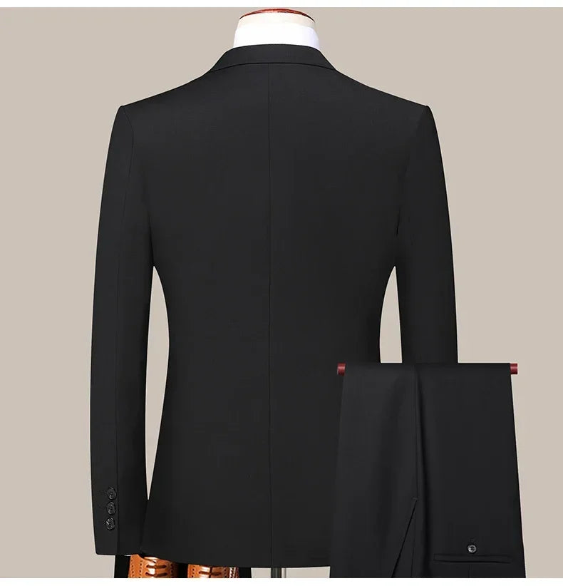 Men's 2 Piece Suit – Smart Casual Slim Fit Blazer and Trousers for Weddings and Formal Occasions – Black – Big & Tall Sizes