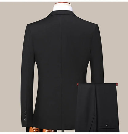 Men's 2 Piece Suit – Smart Casual Slim Fit Blazer and Trousers for Weddings and Formal Occasions – Black – Big & Tall Sizes