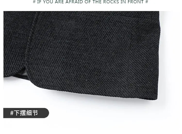 Men's Fleece Blazer Smart Casual Single Breasted Suit Jacket for Middle-Aged Men Autumn Winter
