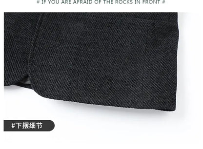 Men's Fleece Blazer Smart Casual Single Breasted Suit Jacket for Middle-Aged Men Autumn Winter