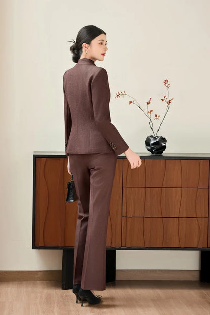 Fashionable professional women's two-piece trousers + suit jacket, slim and elegant. 2025 autumn winter new styles