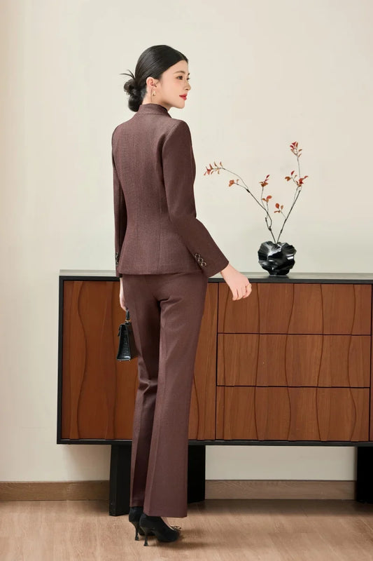 Fashionable professional women's two-piece trousers + suit jacket, slim and elegant. 2025 autumn winter new styles
