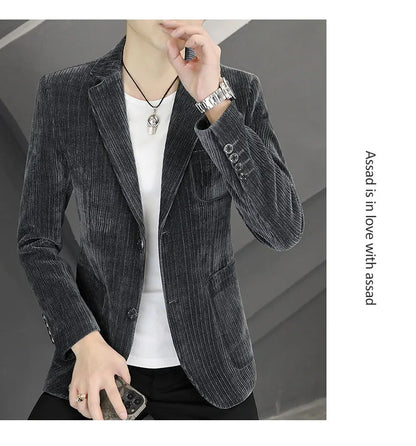 2026 Spring Autumn Corduroy Suit Jackets for Men Business Casual Blazers KoreanSlim Fit Social Office Wedding Suits Coats 4XL