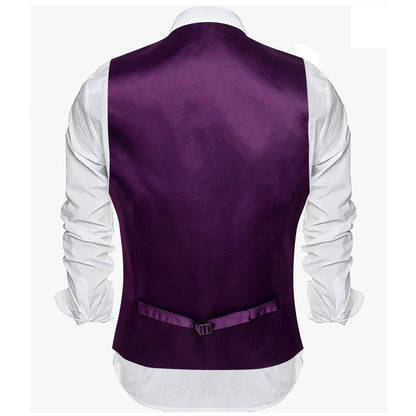 Men's Satin Vest Slim Fit Single-Breasted Waistcoat for Weddings and Formal Occasions