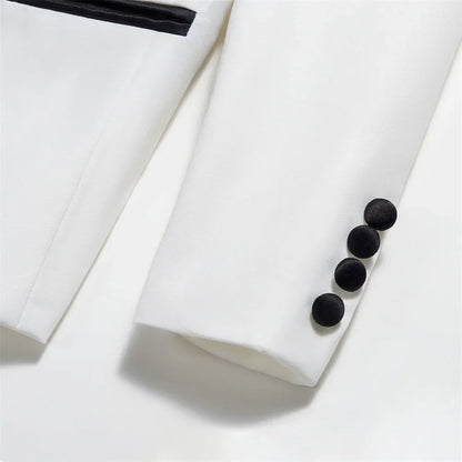 Boys Tuxedo Suit 5-Piece Set Kids Formal Outfit White for Wedding Birthday Piano Party
