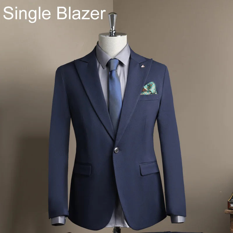 Man Blazer Spring Autumn Turn Down Collar Single-breasted Male Outerwear Business Casual Long Sleeve Versatile Men Suit Coat