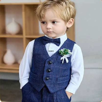 Boys Formal Suit Set – Vest, Pants & Bowtie for Kids