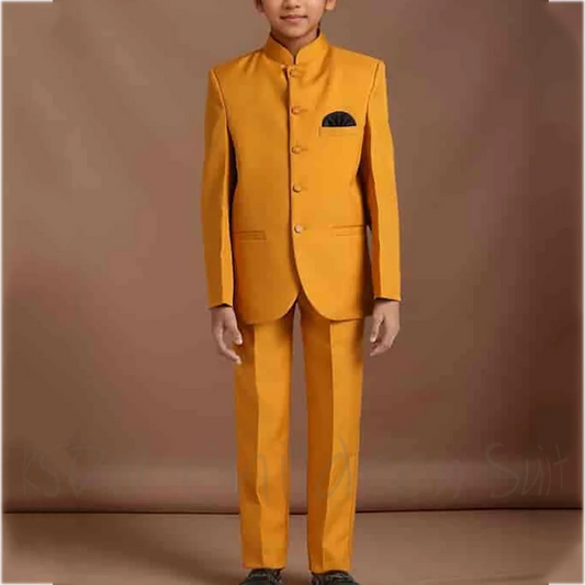 Fashion Kid Clothes Boys Suit 2 Piece Classic Single Breasted Stand Lapel New Year Costume for Boy Child Set Wedding Performance
