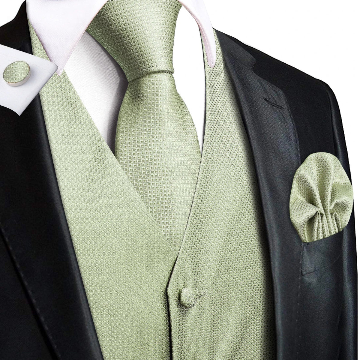 Men's Floral Paisley Suit Vest 4-Piece Set – Woven Waistcoat with Tie, Pocket Square & Cufflinks for Weddings & Formal Occasions