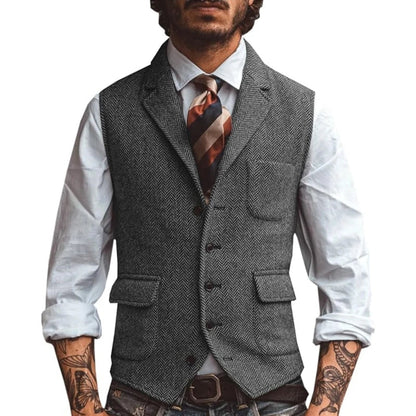 Men's Slim Fit Herringbone Vest for Wedding & Smart Casual Wear – Multiple Colors