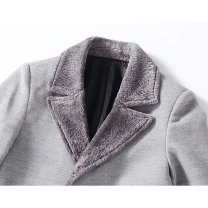 High-quality, fashionable, cool, trendy and versatile men's mid-length woolen collar casual woolen coat