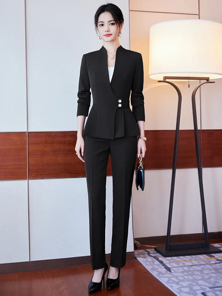 Long-Sleeved Suit for Women, Elegant Jacket and Trousers, Business and Work Uniform, Office Ladies, Special Fashion, 2025