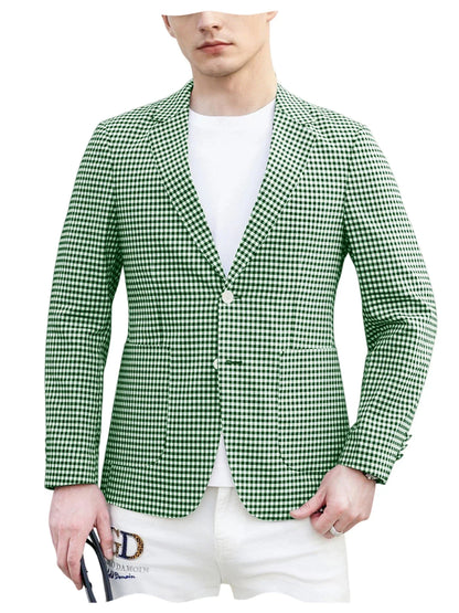 Men's Plaid Blazer Slim Fit Business Casual Checkered Suit Jacket Lightweight Notched Lapel Sport Coats for Office Daily Wear