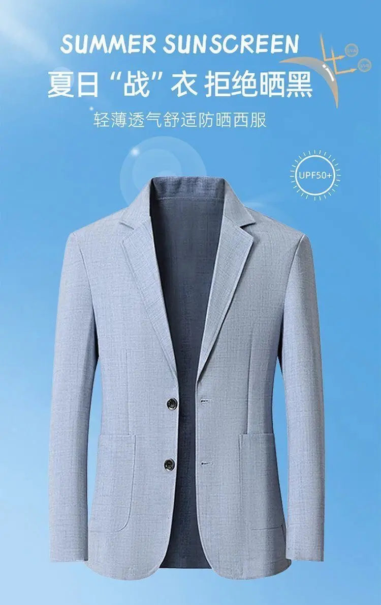 30% Linen Blazer - Men's Fashionally Fit Business Formal Wedding Gentleman's Cool Silk Lightweight Breathable Casual Blazer