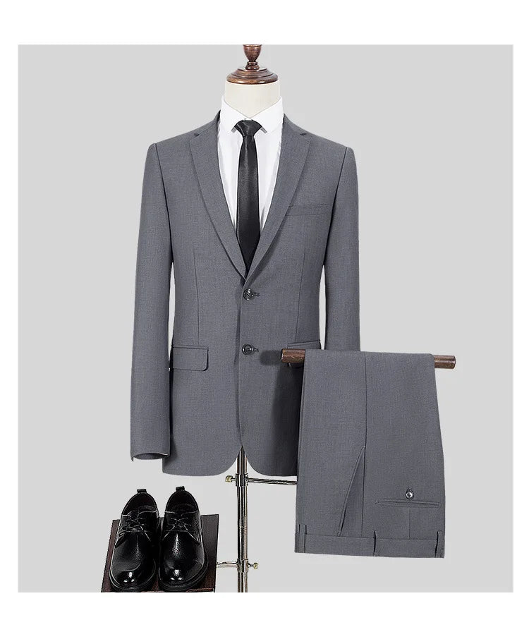 Men's Slim Fit Single Breasted Suit – Casual & Formal Two-Piece Set for Weddings & Business