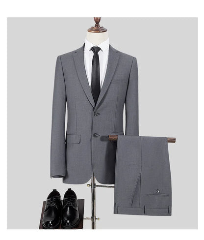 Men's Slim Fit Single Breasted Suit – Casual & Formal Two-Piece Set for Weddings & Business