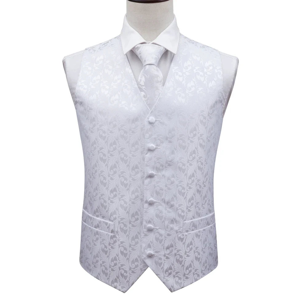 Men's Vest Paisley V-Neck Single Breasted Formal Waistcoat for Wedding Business Party