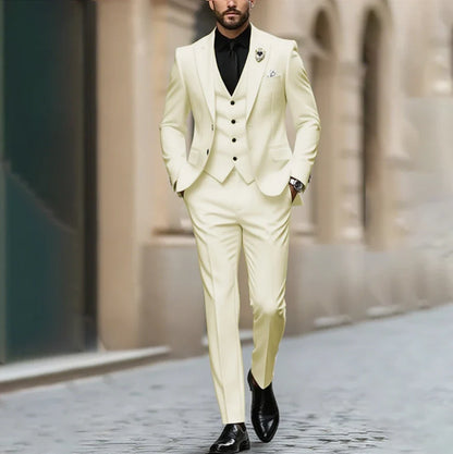 Purple Men Suit Single-breasted Peak Lapel 3 Pieces(Jacket+Pants+Vest) Male Formal Wedding Party Set
