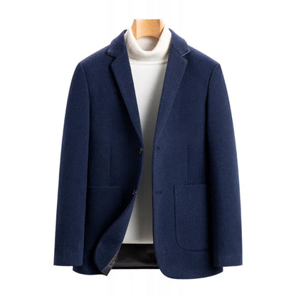 Men's Wool Blend Single-Breasted Blazer for Business and Smart Casual Wear