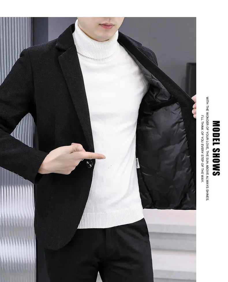 Blazer Men Fashionable Outdoor Wedding Versatile Slimming and Casual Korean Version Golden Mink Velvet Velvet and Cotton Blazer