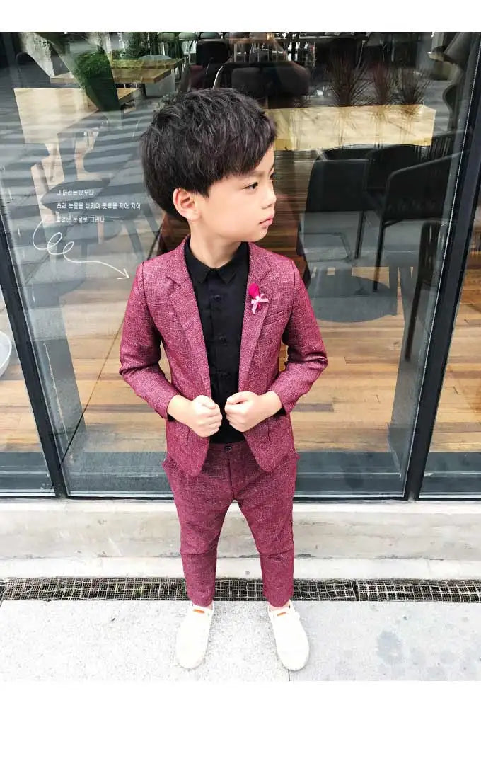 Kids Wedding Ceremony Slim Suit Children Formal Blazers Pants 2Pcs Photography Clothes Good Quality Baby Boys Handsome Suit