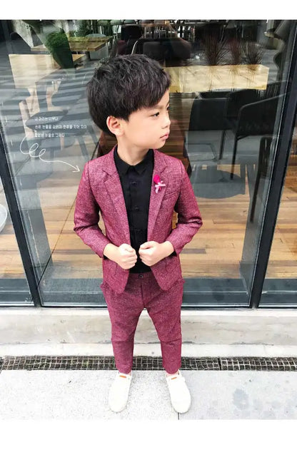 Kids Wedding Ceremony Slim Suit Children Formal Blazers Pants 2Pcs Photography Clothes Good Quality Baby Boys Handsome Suit
