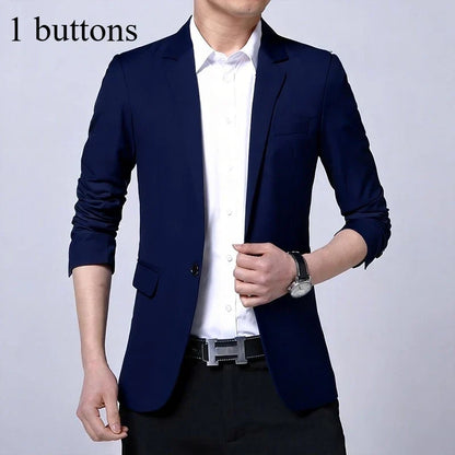 Blazer Men's Fashion Premium Business Outdoor Self-cultivation Gentleman English Style Solid Color Casual Hosts Weddings Blazer