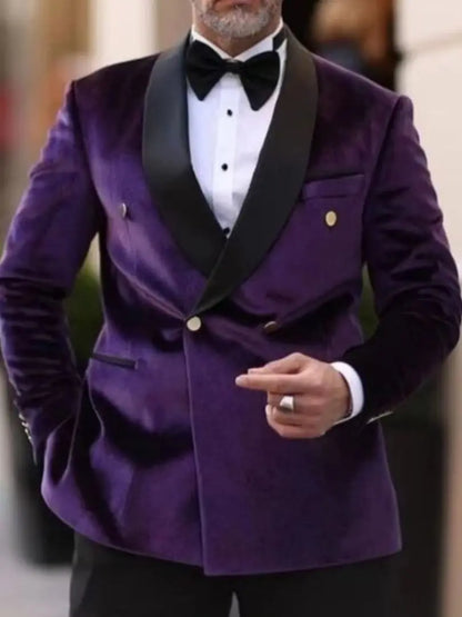 XS-6XL Veste de costume de mariage en velours pour homme, blazer de marié, tenue d'affaires, smoking, veste de cérémonie, fête, croisée, un seul manteau
