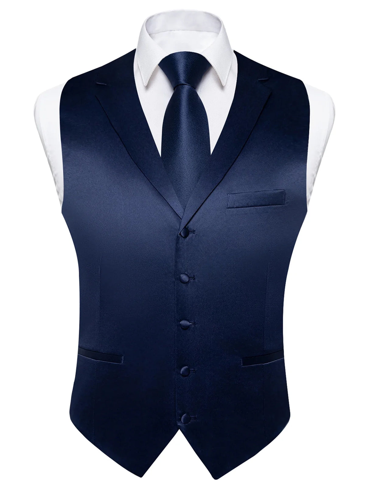 Men's Suit Vest & Tie Set – Solid Color Satin Formal Waistcoat for Weddings and Business
