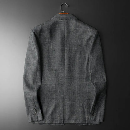 Spring Autumn Classic Checkered Suit Jacket Men Slim Fit Casual Business Office Uniform Formal Jacket Wedding Groom Men Blazers
