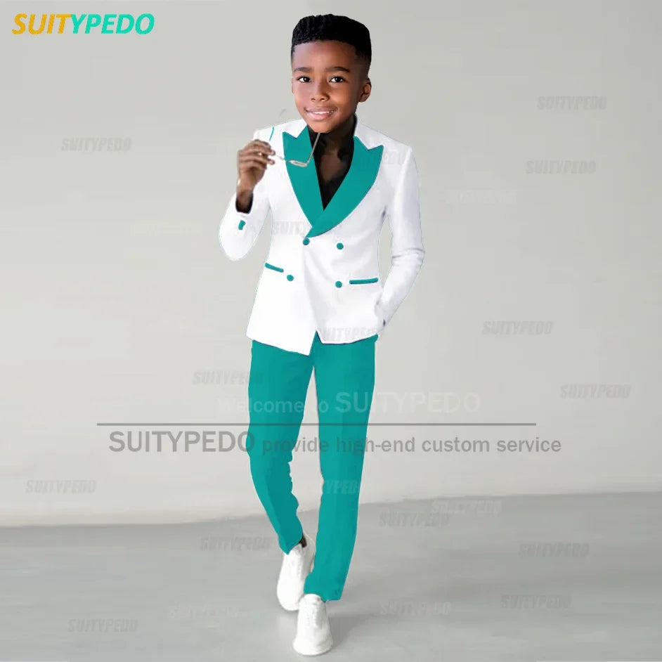 Fashion Children Suit Sets Luxury Wedding Party Flower Boys Slim Fit Costumes Graduation Ceremony Formal Blazer Pants Two Pieces