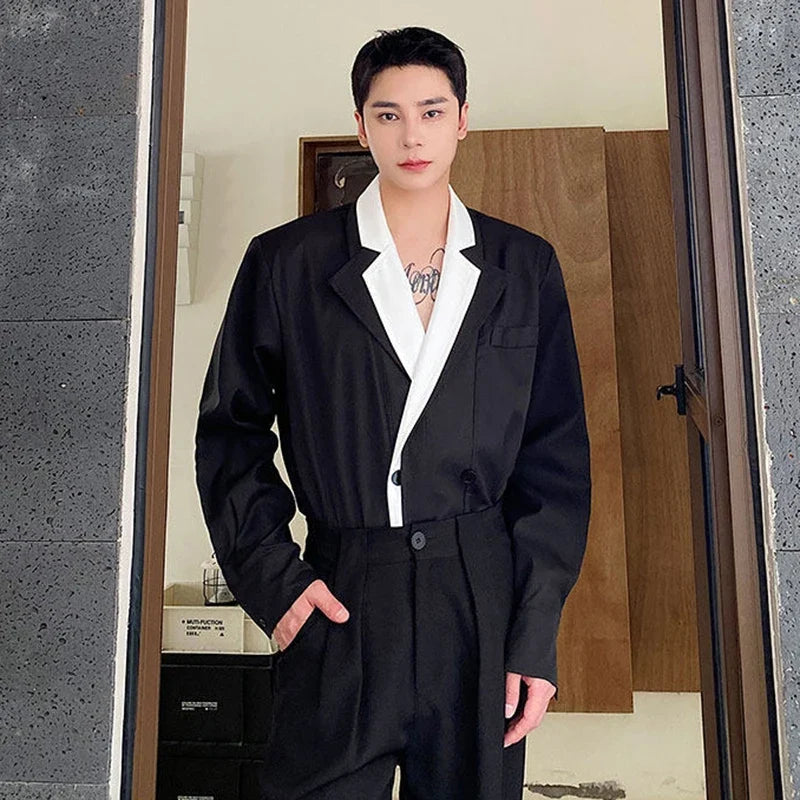 Collar Double 2026 Contrast Spring Layer New Color Casual Blazer Coat Men's Fashion Handsome Elegant Male Clothes JY8406