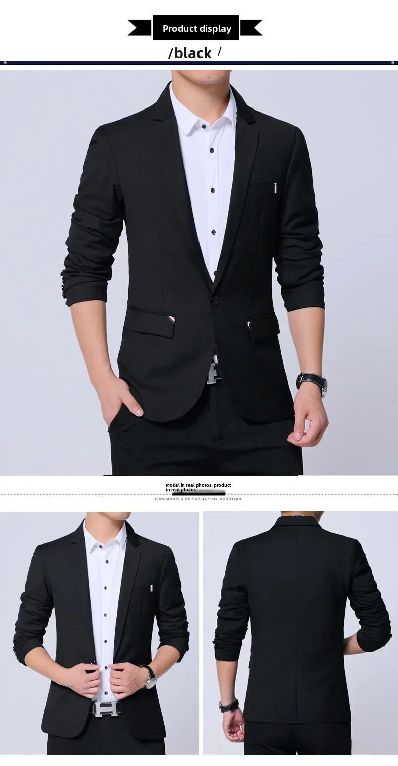 Blazer Men's Fashion Premium Business Outdoor Gentleman Self-cultivation English Style Solid Color Casual Hosts Weddings Blazer