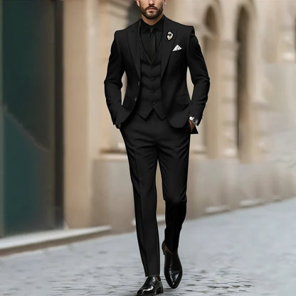 Purple Men Suit Single-breasted Peak Lapel 3 Pieces(Jacket+Pants+Vest) Male Formal Wedding Party Set