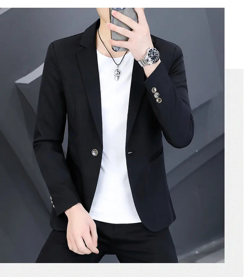 Blazer Men's Fashion Outdoor Travel Gentleman Wedding Slimming Business Versatile Trendy Casual Korean-style Formal Wear Blazer