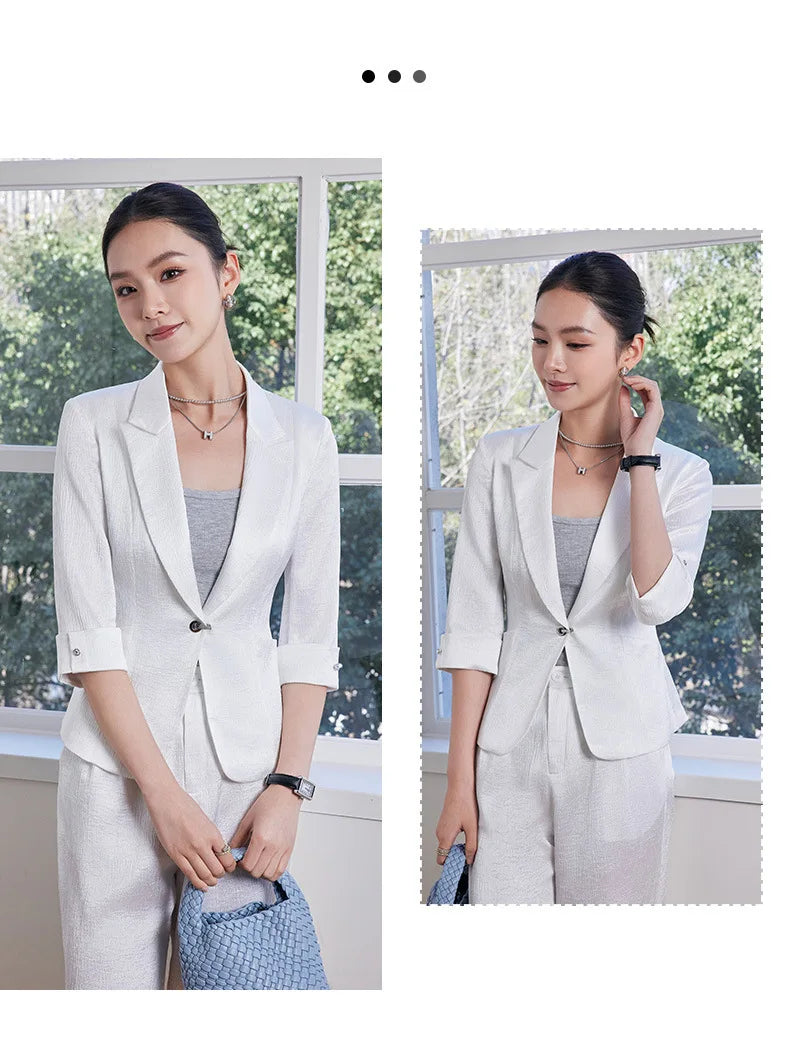 Fashion Office Ladies Blazer and Pants Suit Formal Angola Red Women Jacket Trouser Women Business Work Wear 2 Piece Set