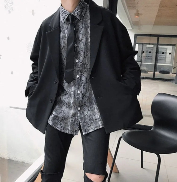 Men's Spring Korean Style Retro Blazer Ins Trendy Hong Kong Style Cool Jacket Viral Vintage Casual Suit Outerwear New