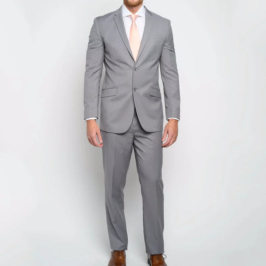Men Suit 2 Pieces Gray With Lapel Single Button Solid For Wedding Birthday Party Prom Banquet Business Work Jacket And Pants