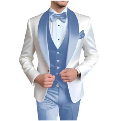 Men's 3-Piece Slim Fit Suit – Single Breasted Blazer, Vest & Pants Set for Wedding, Business & Formal Occasions