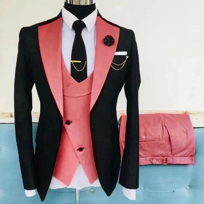 Slim Fit Men Wedding Suits Slim Fit Business Suits Groom Black Tuxedos for Formal Wedding Suits Jacket Pant Vest 3 Pieces