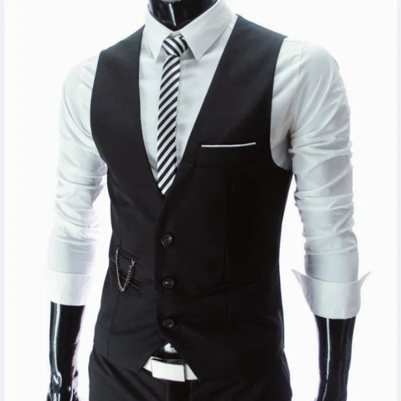 Slim Fit Men's Suit Vest Single Breasted for Business and Smart Casual – Black, Grey, Navy and Burgundy