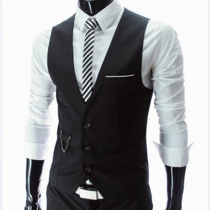 Slim Fit Men's Suit Vest Single Breasted for Business and Smart Casual – Black, Grey, Navy and Burgundy
