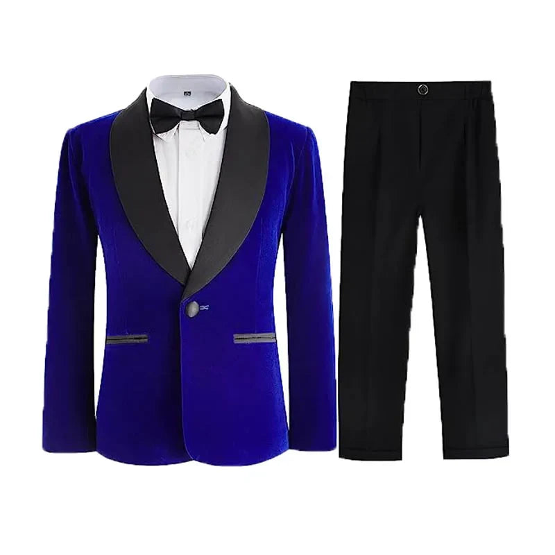 Boys Formal Suit Set 3-Piece Kids Wedding Suit Jacket Pants Bowtie for Birthday Ceremony Performance