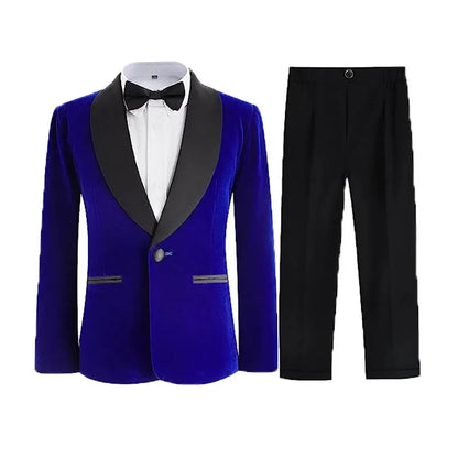 Boys Formal Suit Set 3-Piece Kids Wedding Suit Jacket Pants Bowtie for Birthday Ceremony Performance