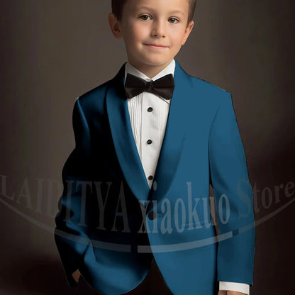 Chic Suits for Boy Cute Shawl Lapel One Button Blazer with Pants Party Costume Wedding Tuxedos 2 Piece Fashion Kids Clothes