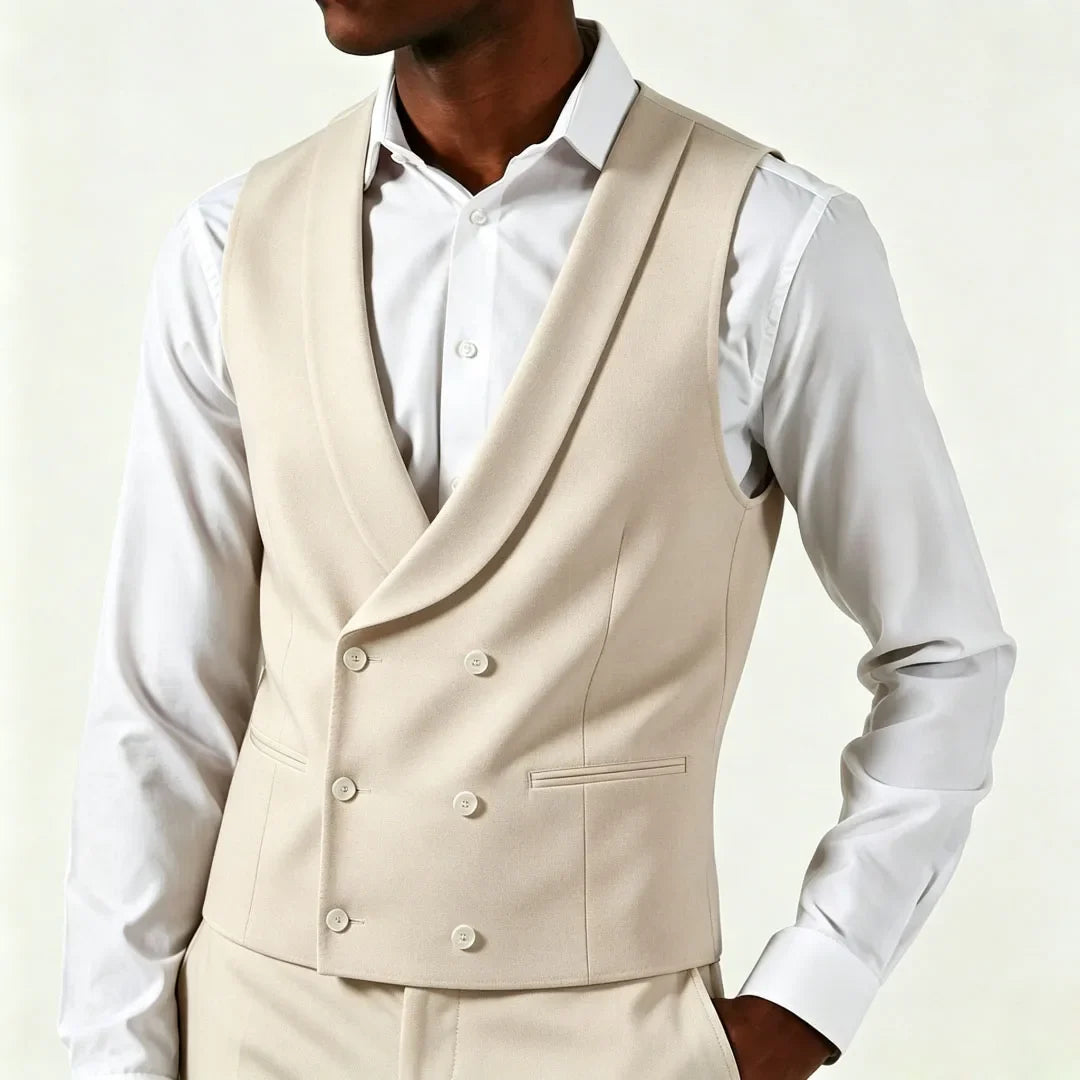 Men's Formal Vest – Double Breasted Lapel Waistcoat for Weddings & Business