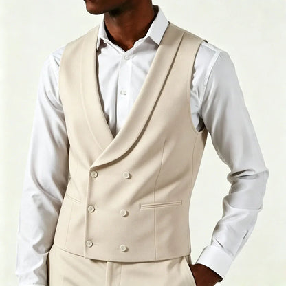 Men's Formal Vest – Double Breasted Lapel Waistcoat for Weddings & Business