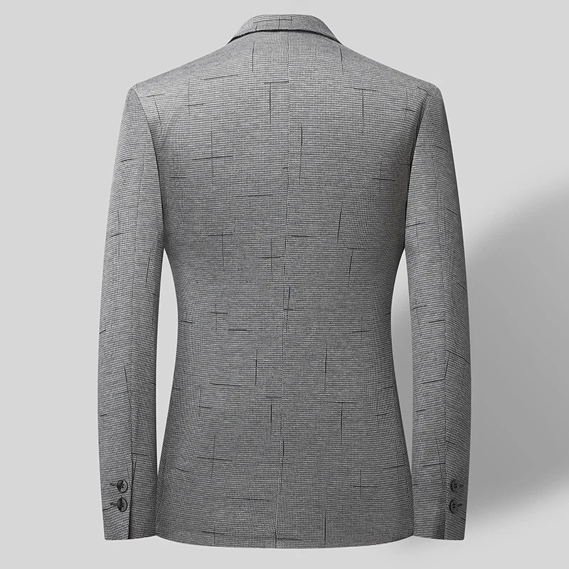 Men's Single Breasted Blazer – Smart Casual Grey Suit Jacket for Spring & Autumn