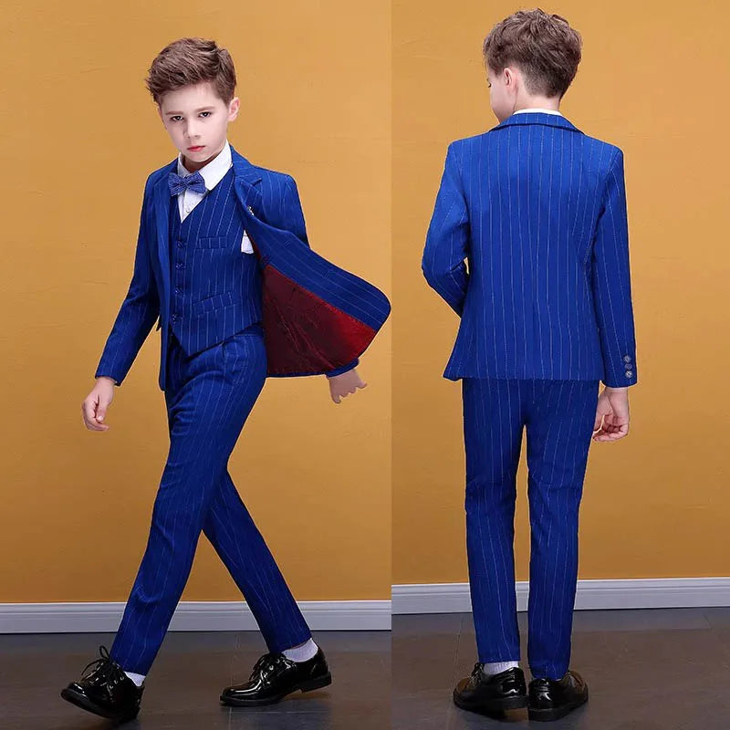 Teenager Kids Tuxedo Costume Children Luxurious Jacket Vest Pants Bowtie 4PCS Photograph Suit Flower Boys Formal Wedding Dress