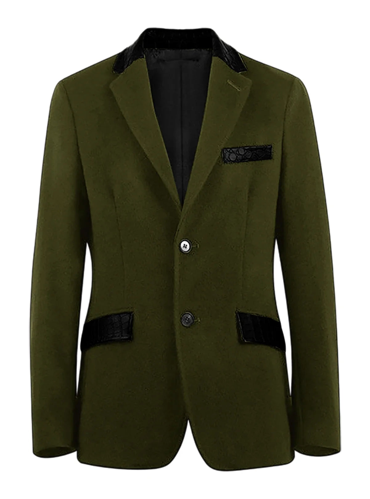 Men's Wool Blend Blazer Black Croc Print Lapel Collar Slim Fit Formal Business Casual Suit Jacket Autumn Winter Sport Coat
